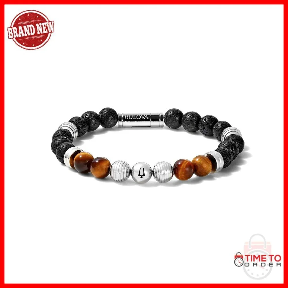 Men's Beaded Bracelet with Magnetic Clasp, 7-7.5 Inch Medium